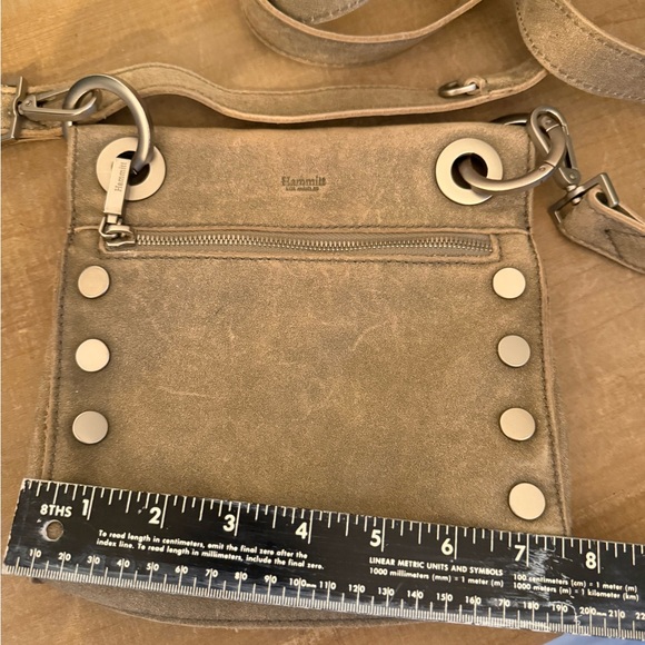 Hammitt Crossbody Bag – Suede | Taupe / Stone Grey | Grommet & Stud Detail - Picture 9 of 9